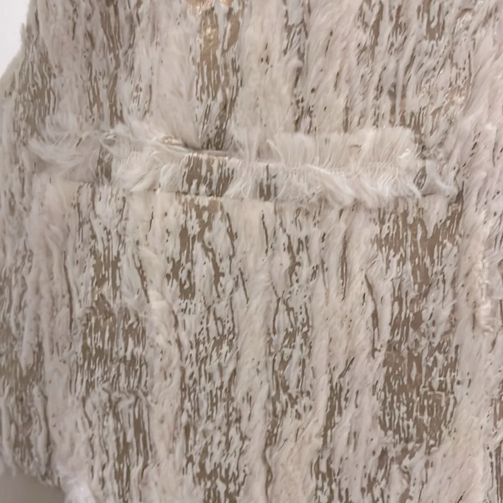 Bigio Collection Vegan Fur Jacket Beige Gold 8 - Picture 15 of 15
